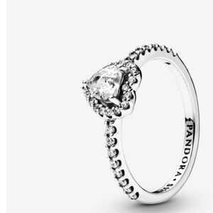 Pandora Elevated heart Ring, Sterling Silver, Sz 8